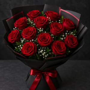 One Dozen Red Roses Bunch
