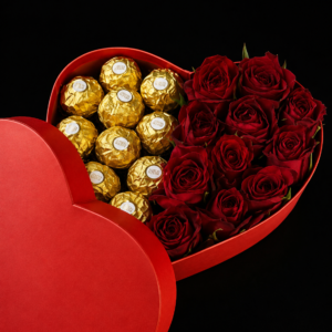 Heart Box Roses & Ferrero
