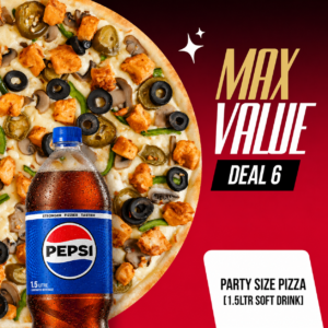 Mv Deal 6) Party Size Pizza & 1.5  Litre Soft Drink