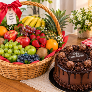 Fresh Fruit Basket & Cake