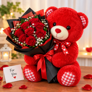 Teddy Bear With Roses