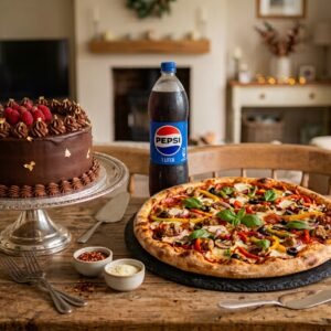 Cake & Large Pizza
