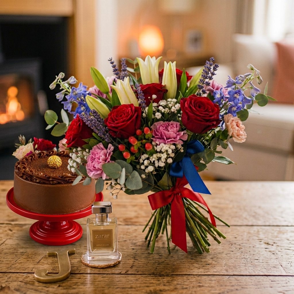 Cake,Perfume & Flowers