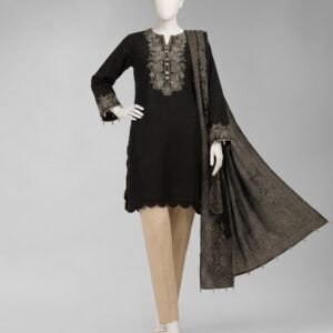 Black jacquard dyed unstitched 2pc