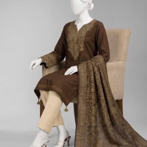 Brown jacquard dyed unstitched 2pc