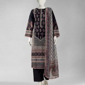 Black lawn digital printed unstitched 3pc