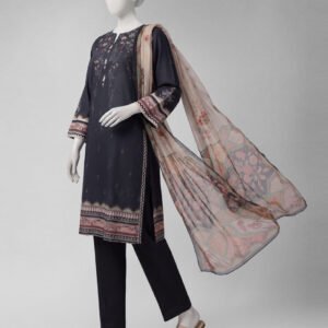 Charcoal lawn digital printed unstitched 3pc