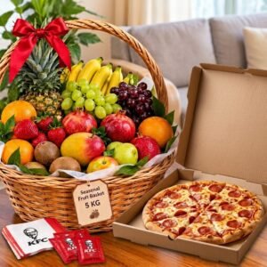 Fresh Fruits Basket & Large Pizza