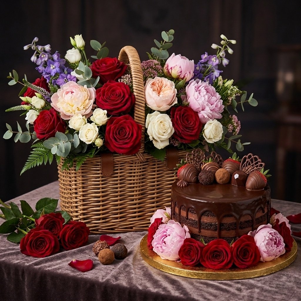 Flower Basket & Cake