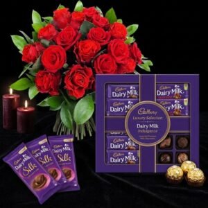 Red Roses Bouquet  With Chocolates